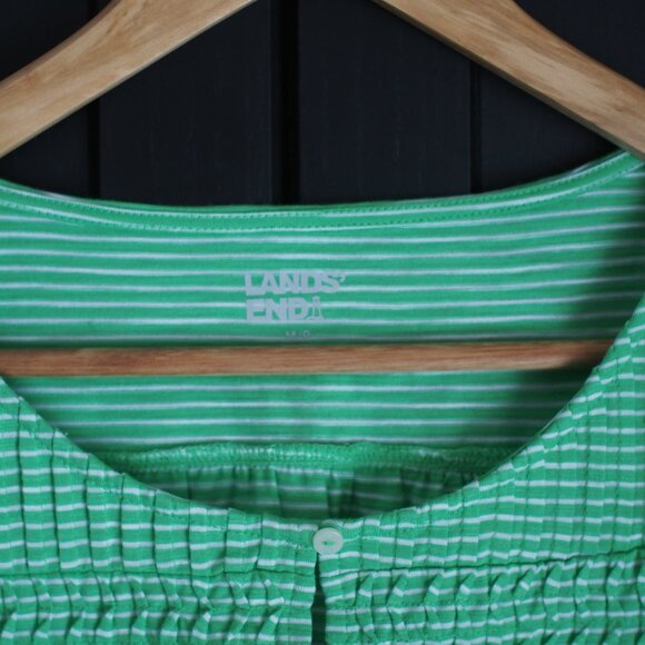 Lands' End | Smocked Cap Sleeve Striped Top - Picture 2 of 5